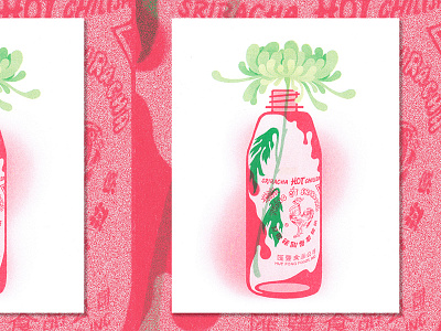 Sriracha art design editorial illustration risograph