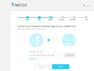 Wiman Registration Wizard | Step3 design facebook flat form multistep registration social ui web wi fi wiman wizard