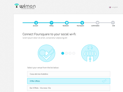 Wiman Registration Wizard | Step4 design flat form foursquare multistep registration social ui web wi fi wiman wizard