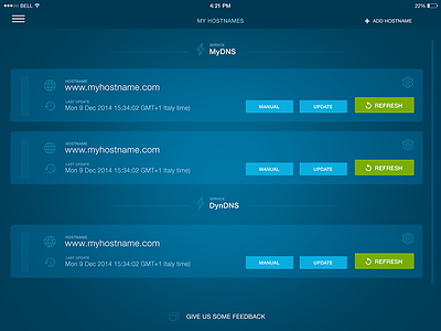 Freedyn Ipad - Host List app app design blue clean flat flat design ipad ui uidesign