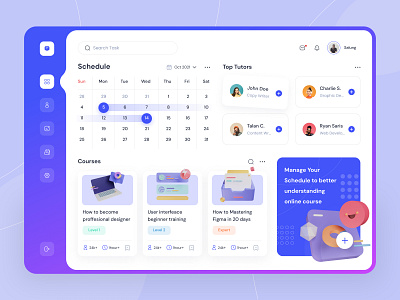 Online Course Dashboard courses dashboard education illustration learn learning online course online learning platfrom saas studies ui ui design ui ux web app