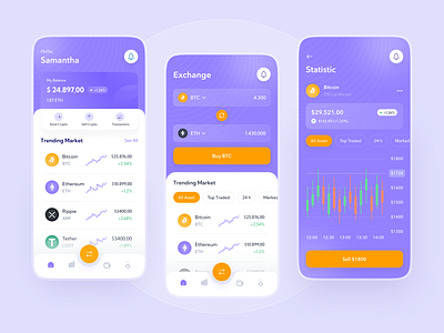 Cryptocurrency Mobile App bitcoin wallet bitcoins crypto crypto exchange crypto wallet cryptocurrency ethereum graphic design investment app mobile app mobile design trading ui ux wallet app