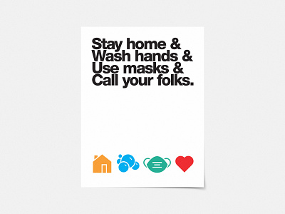 Unity in Isolation 2020 bubbles covid heart helvetica home icons isolation mask poster safety vector