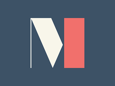 M icon logo m mid century retro shapes