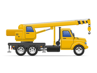 cargo truck with crane for lifting goods vector illustration