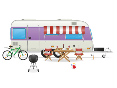 trailer camp caravan mobil home vector illustration