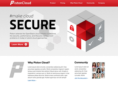 Homepage Concept cloud concept cube geometric grey hero homepage navigation red secure