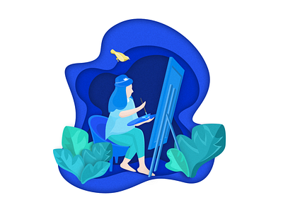 The Drawing Woman design icon illustration