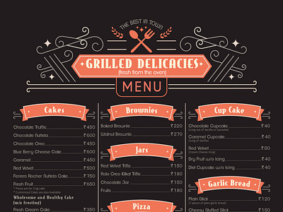 Grilled Delicacie Menu Card