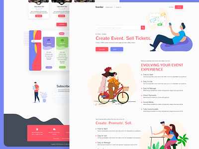 Eventer - The event Solution booking colorful event online booking sell sheet ticket booking webdesign