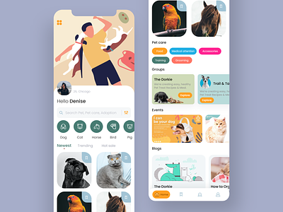 Mobile App - Pets care app concept care colorful design ios mobile app mobile app design pet care pets uiux uiuxdesign