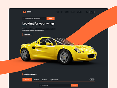 Firefly - New/used Car Website Concept automobile car purchase landing page design landing page ui purchase uiuxdesign used car website design webuiuxdesign