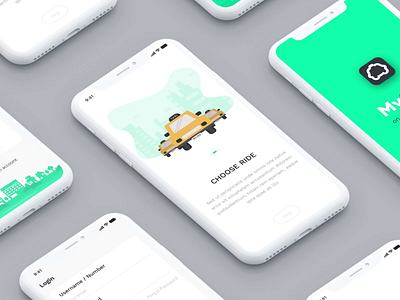 MyCab On-demand Taxi Booking App - Animation after effect animations app concept cab green