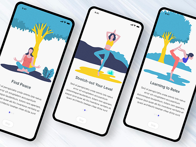 Yoga Fitness On-boarding android app app fitness fitness app illustration ios app onboarding uiux yoga