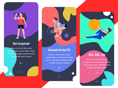 Onboarding - Gym Center andoid app concept fitness gym health illustration ios ios app mobile app onboarding red uiux vector