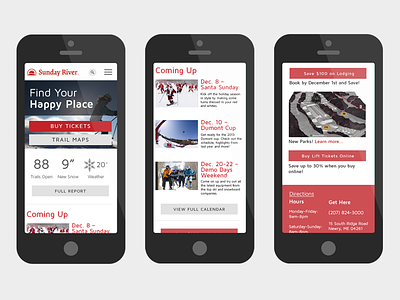 Sunday River Redesign Concept - Mobile mobile mobile first mockups ski resort skiing snowbaording sunday river visual design