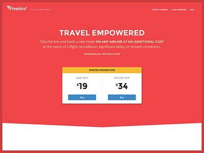 Freebird Homepage flights home page landing page pricing thoughtbot travel