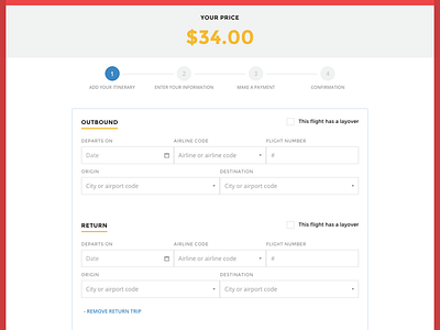 Add Flight Itinerary flights forms multi step payment travel