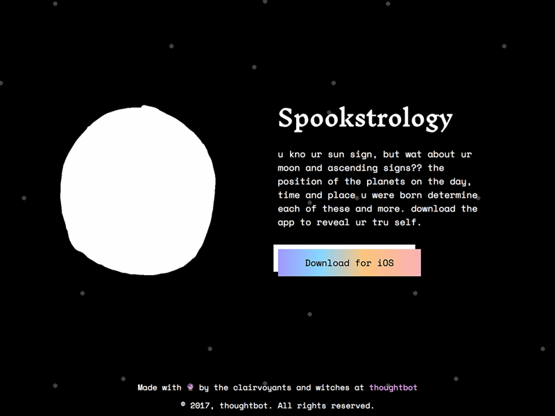 Introducing Spookstrology 🌙 astrology gif gradient landing page moon space stars