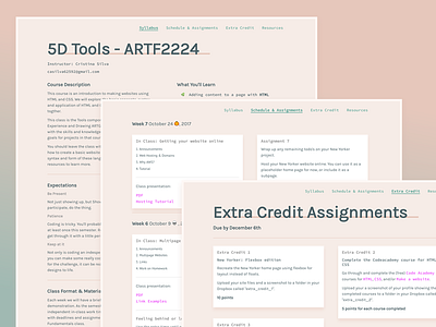 5D Tools: Intro to HTML & CSS education learning pink typography web site
