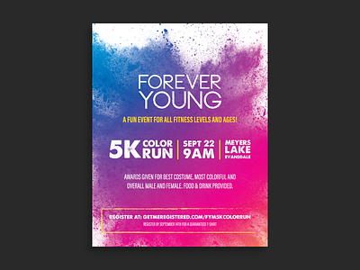 2018 Forever Young Poster 5k color run poster print design race