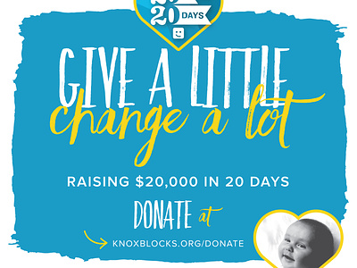 Knox Blocks $20K in 20 Days Poster design fundraiser nonprofit poster print typography