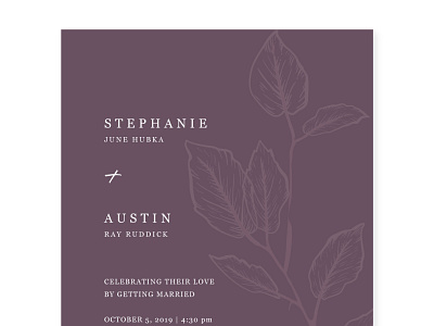 Wedding Invitation card flowers plant print wedding wedding invitation