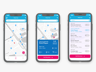 Thirsty Crow adobe xd ios 10 maps mobile app ui