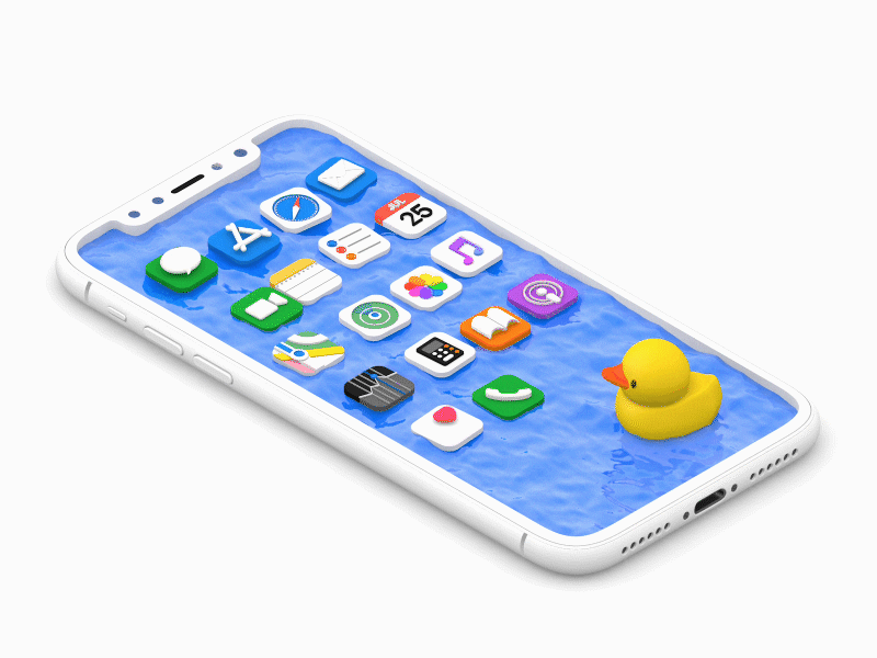 Floating Icon 3d art 3d icon animation c4d duck floating funny iphonex pool ui water