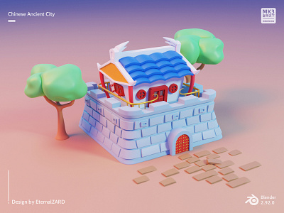 Chinese Ancient City 3d 3d art blender cartoon design game game design game modeling