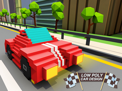 Low Poly Car Design 3d art illustration low polygon