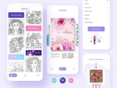 Coloring Book UI design game ui native ads newsfeed ui ux