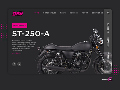 BRAAAP - Website Design Concept app branding clean dark ui design ecommerce elegant explore flat landing page logo minimal motorcycle trending typography ui ui design ux web website