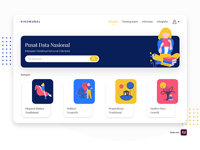 Indonesian Culture Encyclopedia - Redesign Concept app branding category clean culture design encyclopedia home icon illustration illustrator indonesia landing page minimal typography ui ux web website