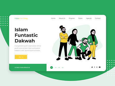 Youth Islamic Organization - Riska Menteng app apps branding clean design home icon illustration illustrator indonesian landing page minimal organization ramadhan type typography ui ux vector website