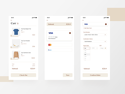 Checkout Page adobe xd app checkout checkout page daily ui dailyui design earth tones earthy illustration minimal minimalist shopping app shopping cart ui ux