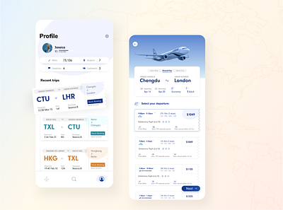 Flight ticket booking app adobe xd app app design daily ui dailyui design flight app flight ticket profile page ui ux