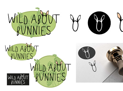 Wild about Bunnies custom logo variations branding design flat icon illustration logo minimal typography ui vector