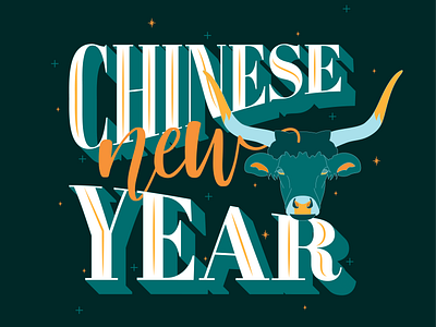 Chinese new year artist design flat graphic design illustration illustrator minimal ox typography vector year of the ox