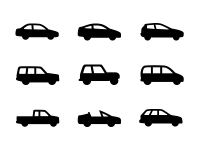 Car Icons cars convertible coupe hatchback iconography icons jeep minimal noun project sedan station wagon suv truck van vehicles