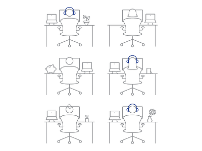 Open Office Manners aeron chair desk drawing illustration infographic line art line icon macbook office people person
