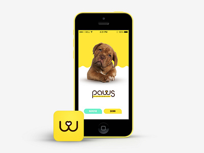 PAWS - Branding and App Design app branding design icon logo pets typography ui yellow