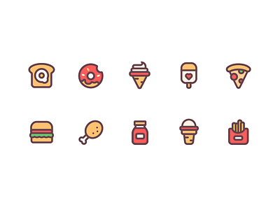 Food icons doughnut filled icon food icons french fries hamburger ice cream icons pizza
