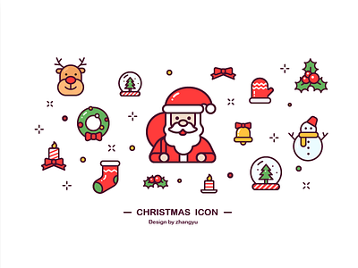 Christmas Icons candle christmas christmas tree crystal ball deer filled icon gloves icons santa claus small bell snowman socks