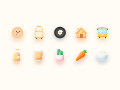 Food icons botany bus car carrot clock drink egg flat food house icons plant rice trunk wash