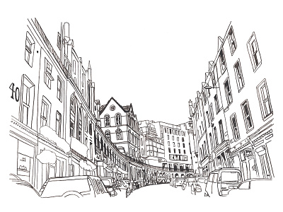 Victoria Street, Edinburgh architecture black and white city illustration