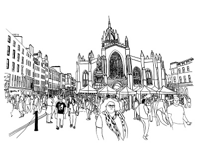 St Giles Cathedral, Edinburgh architecture black and white city edinburgh festival illustration royal mile