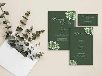 WEDDING INVITATION | Miriam & Peter cactus floral graphic design illustration invitation succulent typography watercolor wedding wedding card wedding invitation