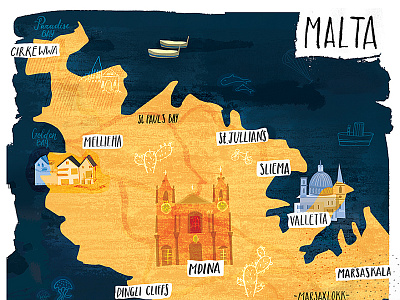 Map of Malta and hand lettering