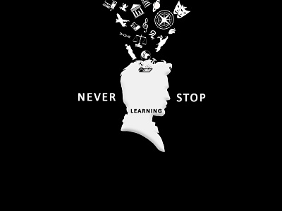 Never stop learning design head icons illustration learning logo never silhouette stop